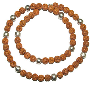Parad Rudraksha Mala with smooth Rudraksha and parad beads