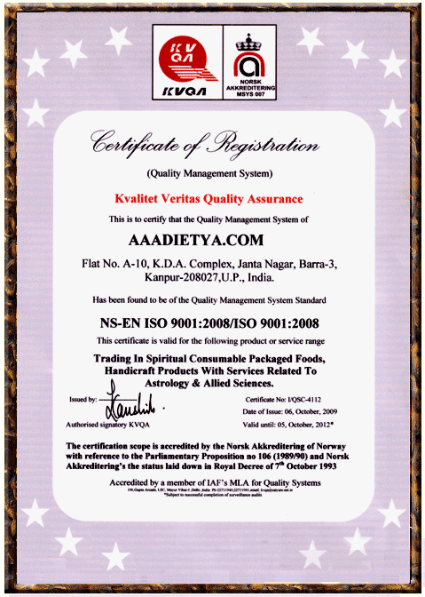 ISO Certificate for Astrojyotishi